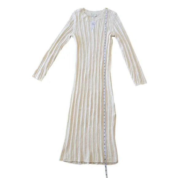 American Eagle Ribbed Knit Long Sleeve Sweater Dress - Beige - Picture 11 of 11